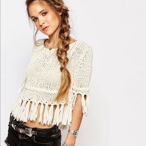 Free People On The Fringe Knitted Cropped Sweater